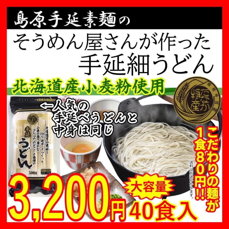 大容量 そうめん 屋さんが 作った 手延 細うどん 200g×20袋 40食分 ケース販売 長崎 島原