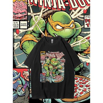 忍者神龜T恤男電影游戲復古短袖動漫周邊寬松純棉學生休閑上衣潮