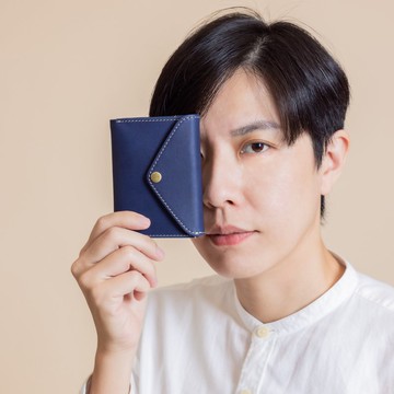 木木真皮中夾_靜謐藍(客製化英文名字)