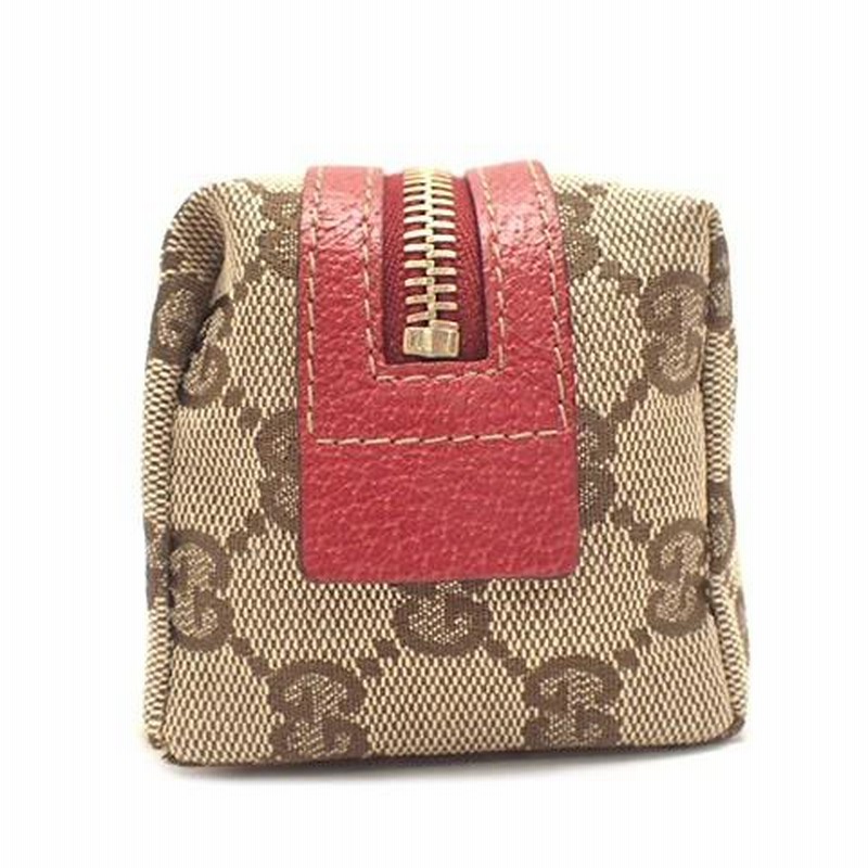 上品】 ポーチ キャンバス グッチ GUCCI 美品 小物入れ レッド系