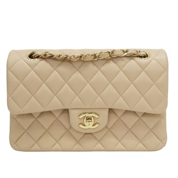 CHANEL 香奈兒 杏色 菱格紋 羊皮 COCO 23 鍊帶 肩背包 金扣 【二手名牌BRAND OFF】