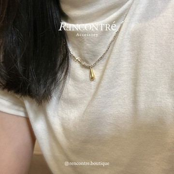 『現貨/韓國 金銀撞色/經典！小水滴 小碎銀項鍊』Rencontre 925純銀 東大門款 純銀項鍊 韓國項鍊