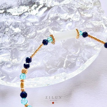 【十二月】誕生石手鍊 • 冰島極光雪地藍 成品&材料包 • 可碰水