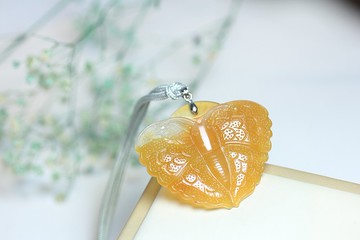 【蝴蝶】天然黃龍玉 寓意好運綿長|吉祥福祿相隨 項鏈吊墜掛件