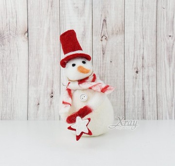 毛氈擺飾-550(雪人)，聖誕節/木製/手作/裝飾/擺飾/交換禮物/道具，X射線【X030004】