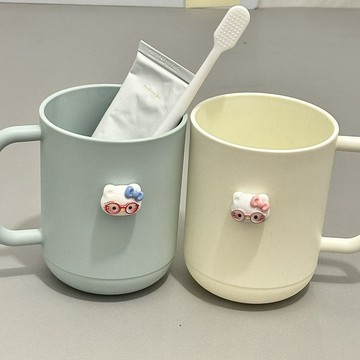 臺灣/現✨漱口杯 水杯 刷牙杯可愛KT貓簡約高顏值情侶家用卡通刷牙漱口漱口杯杯子洗漱學生ins