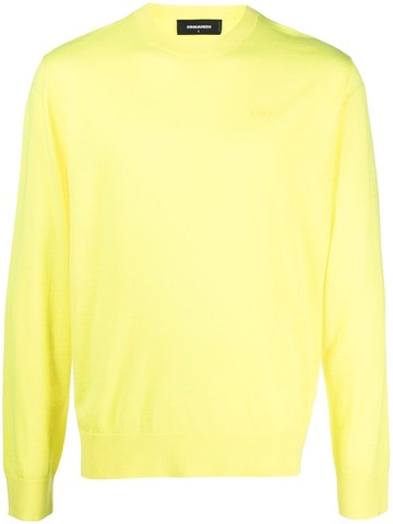 Dsquared2 - raised-logo crew-neck jumper - men - Virgin Wool - L - Yellow
