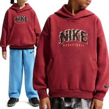 Nike K Nk Cob Flc Po Hoodie Glitch 大童 童裝 紅色 連帽 長袖 HV0508-677