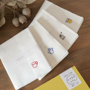 ［拾憩］日本 刺繡蚊帳家事布 咖啡時光 吸水速乾 柔軟耐用 原田織物 KAYA 抹布 洗碗布 擦手巾 廚房抹布 禮盒