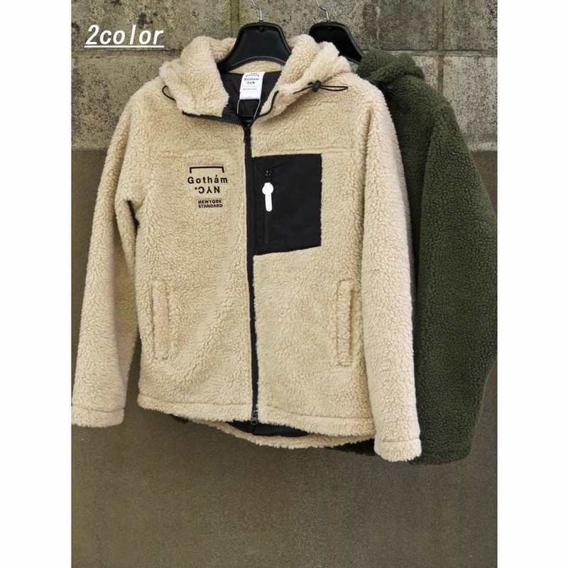 SALE!! [ 2color ] GOTHAM NYC (ゴッサム エヌワイシー) BOA HOOD JACKET (ボア フード ジャケット)  GN875 / BEIGE(ベージュ) / KHAKI(カーキ) | LINEブランドカタログ