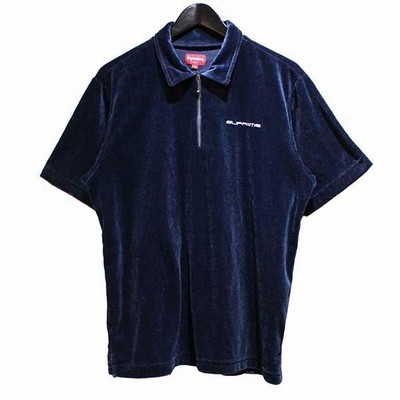 SUPREME 18SS Croc Velour Zip Polo クロック ベロア ジップ