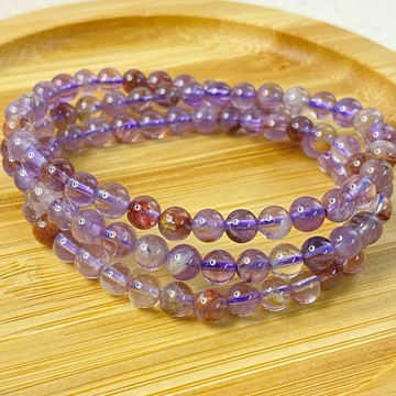 【晶星】天然紫幽靈三圈手珠 紫幽 紫幽靈 多圈 繞三圈 天然水晶 水晶 水晶手串 開運手珠 開運飾品 財運 事業運 招財