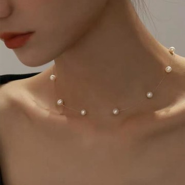趙露思直播間同款滿天星施家珍珠項鏈女簡約高級感鎖骨鏈疊戴頸鏈