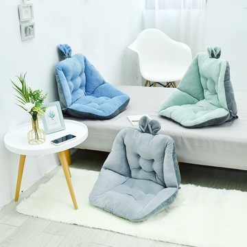 收納職人 童趣絨毛拚色保暖加厚護腰坐墊/靠墊_3色任選 - 淺綠