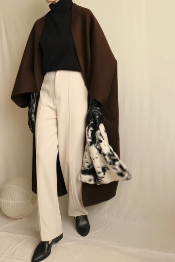 【 量身訂製 】手縫羊毛喀什米爾山羊絨棕綠色羊毛披風披肩