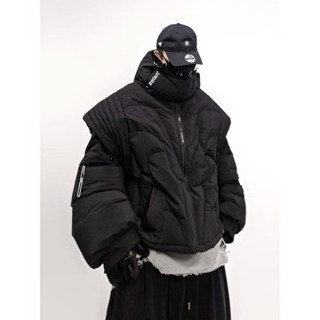 UUCSCC潮牌機能防寒保暖白鴨絨羽絨服嘻哈寬松立領棉服面包服外套