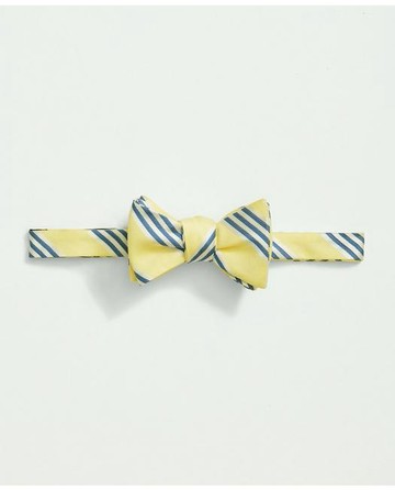 Brooks Brothers Men's Silk-Cotton Triple Stripe Bow Tie | Light Yellow