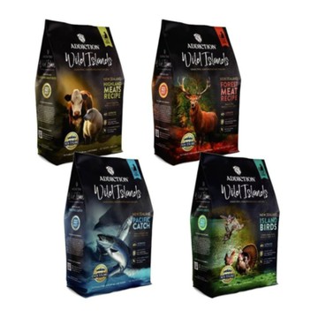 紐西蘭ADDICTION自然癮食-Wild Islands狂饗-無穀全齡貓系列 0.66LBS(300G) x 5入組(購買第二件贈送寵喵樂-貓草玩具x1包)