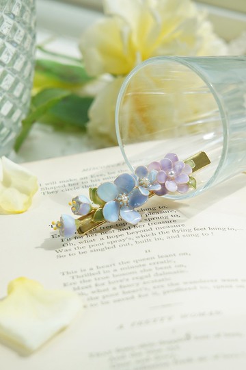 藍星花 x 紫羅蘭 - 鴨嘴夾髮手工樹脂飾品