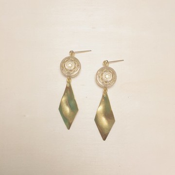 復古雕刻透明花皺褶鳶形耳環