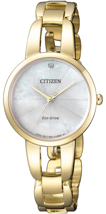 CITIZEN 星辰錶 L 系列 迷人風采光動能時尚錶(EM0432-80Y)-28mm-白貝鋼帶【刷卡回饋 分期0利率】【APP下單點數13倍送】