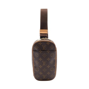 【二手名牌BRAND OFF】LOUIS VUITTON LV 路易威登 棕色 原花 帆布 Pochette Gange 胸包 肩背包 M51870