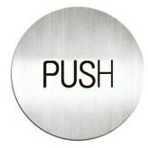 [Deflect-o]質感鋁質圓形貼牌-英文“推“指示-#611410C