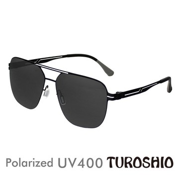 Turoshio偏光太陽眼鏡 工業革命 簍空雕刻 無螺絲 嵌入式鏡片 石墨黑 8061 C1