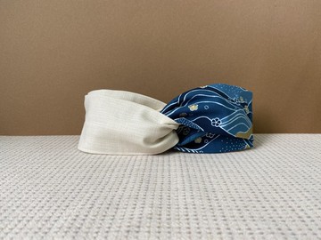 雙拼髮帶 / 深海裡的浪 - 米白