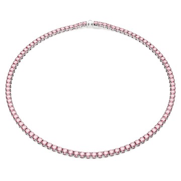 Matrix Tennis 項鏈, 圓形切割, 粉紅色, 鍍白金色