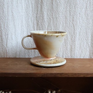 霞白 柴燒陶手沖濾杯 小