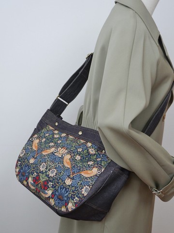 復古美學 騎行通勤牛仔格紋帆布可調節報童郵差斜挎包 英倫裡斯