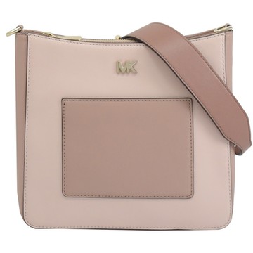 MICHAEL KORS GLORIA金屬LOGO拼色拉鍊斜背包(粉)