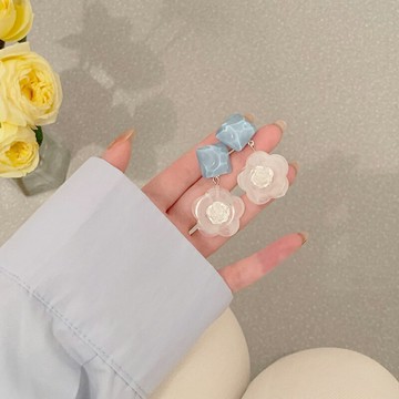 925銀針超仙甜美花朵耳環女樹脂耳墜網紅設計感時尚精致耳飾