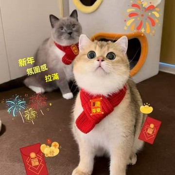 【🔥店長推薦好物】2026春節過年招財進寶平安喜樂寵物圍巾貓咪狗狗圍脖新年配飾紅色裝飾毛線針織保暖小狗可愛