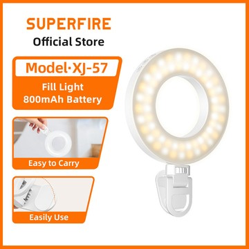 SUPERFIRE XJ-57 4W 迷你手機燈超薄袖珍 LED RGB 補光燈,適用於視頻/流/自拍