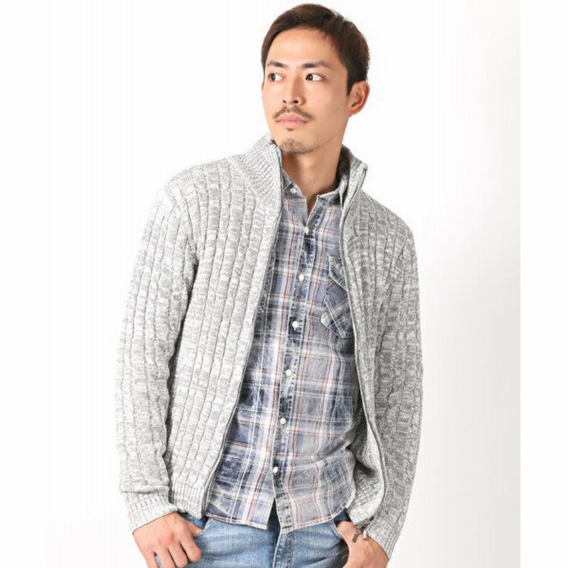 ラグスタイル スタンドzipケーブルニットブルゾン ニット ブルゾン メンズ ジャケット Bitter ビター系 秋 冬 メンズ グレー M Luxstyle 通販 Lineポイント最大1 0 Get Lineショッピング