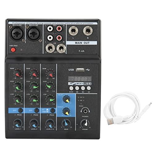 オーディオミキサー、4チャンネルUSBステレオウルトラコンパクトミキシングコンソールVocal Professional Effects Engine Processor Musical Equipment Stu