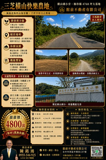 V.三芝北18線旁雙面臨路開心農場橫山梯田櫻花｜新北市三芝區橫山