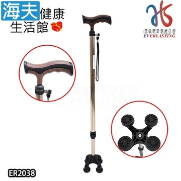 恆伸醫療用手杖 未滅菌 海夫健康生活館 鋁合金單手拐杖-四腳小爪 ER-2038