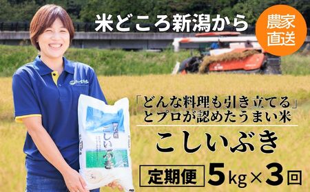 『新潟産こしいぶき』5kg×3ヶ月お届け 計15kg プロが認めたうまい米 新潟産コシイブキ 新潟県糸魚川産 農家直送 おいしいお米をお届けします。