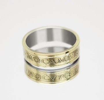 莫桑比克硬幣戒指 50 分 2006-2012 硬幣戒指男士硬幣戒指禮物