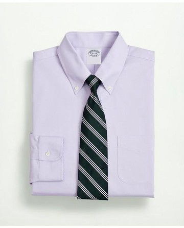 Brooks Brothers Men's Stretch Supima Cotton Non-Iron Pinpoint Oxford Button-Down Collar Dress Shirt | Lavender | Size 14½ 32