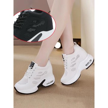 香港內增高女鞋子2025春秋飛織網面老爹鞋新款軟底運動休閑鞋百搭