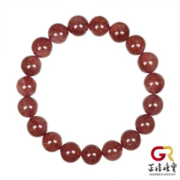 【正佳珠寶】星光草莓晶 高品星光草莓籽 10mm 草莓晶手珠｜日本彈力繩
