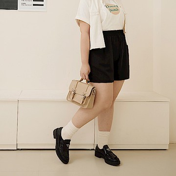 雲朵自訂款-腰鬆緊A字套裝短褲-OB大尺碼