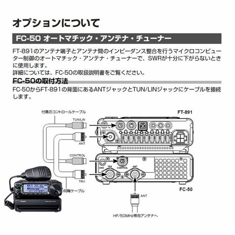 FT-891S(FT891S) & FC-50 YAESU 八重洲無線 HF/50MHz 20w(HF10w