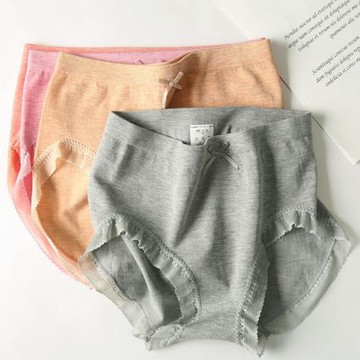 內褲女中腰舒適簡約純色透氣底襠日系甜美無痕女士包臀大碼三角褲