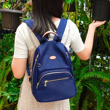 輕盈紓壓雙側拉鍊防盜後背包(小款)-寶藍