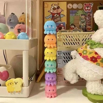 🎀免運臺灣有貨🎀小章魚熒光筆創意卡通可愛少女心學生用超小彩色手帳筆